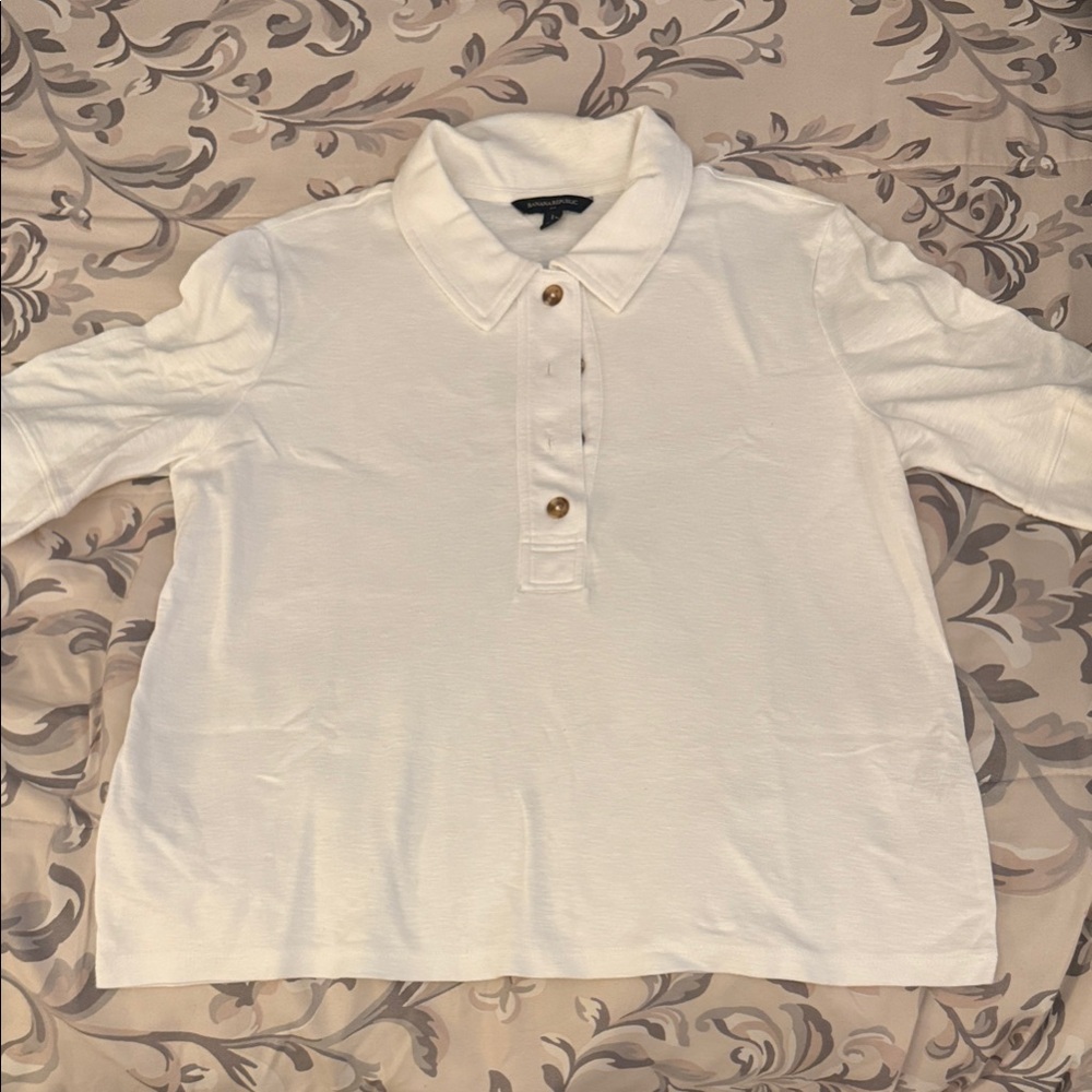SC - White Polo Shirt with Button Detail (Short Sleeve)